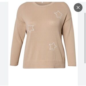 Workshop NWT cotton beige knit star embroidered sweater size 1X